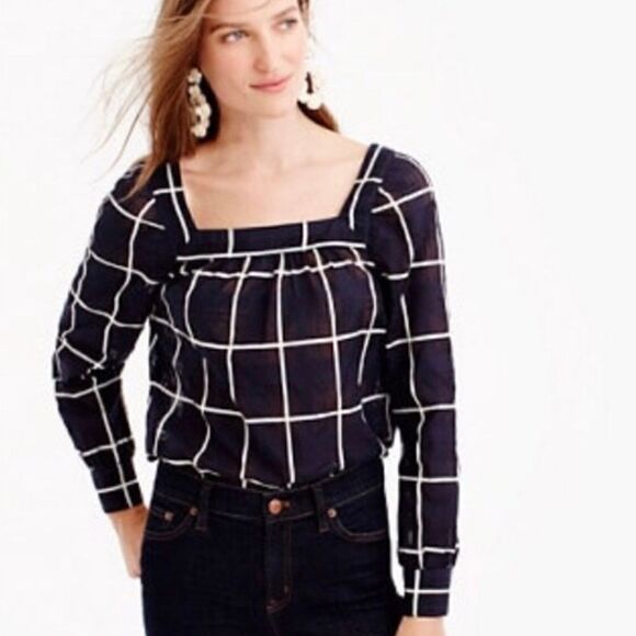 J. Crew Peasant Top 4 Nautical Coastal Cowgirl Preppy Academia Sailor Chic - Picture 6 of 14